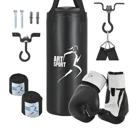 Boxovací pytel 8kg (boxerské rukavice, bandáže a stropní držáky)