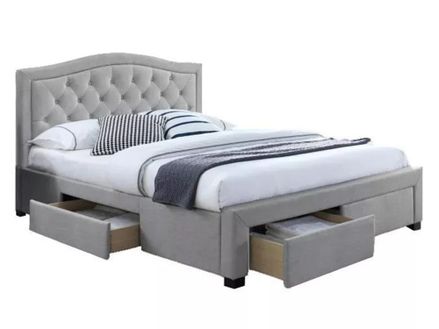 Čalouněná postel ELECTRA 140 x 200 cm barva šedá / dub