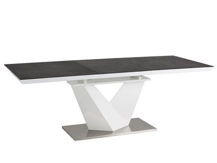 Stůl ALARAS II černý vzor kamene / bílý lak160(220)x90